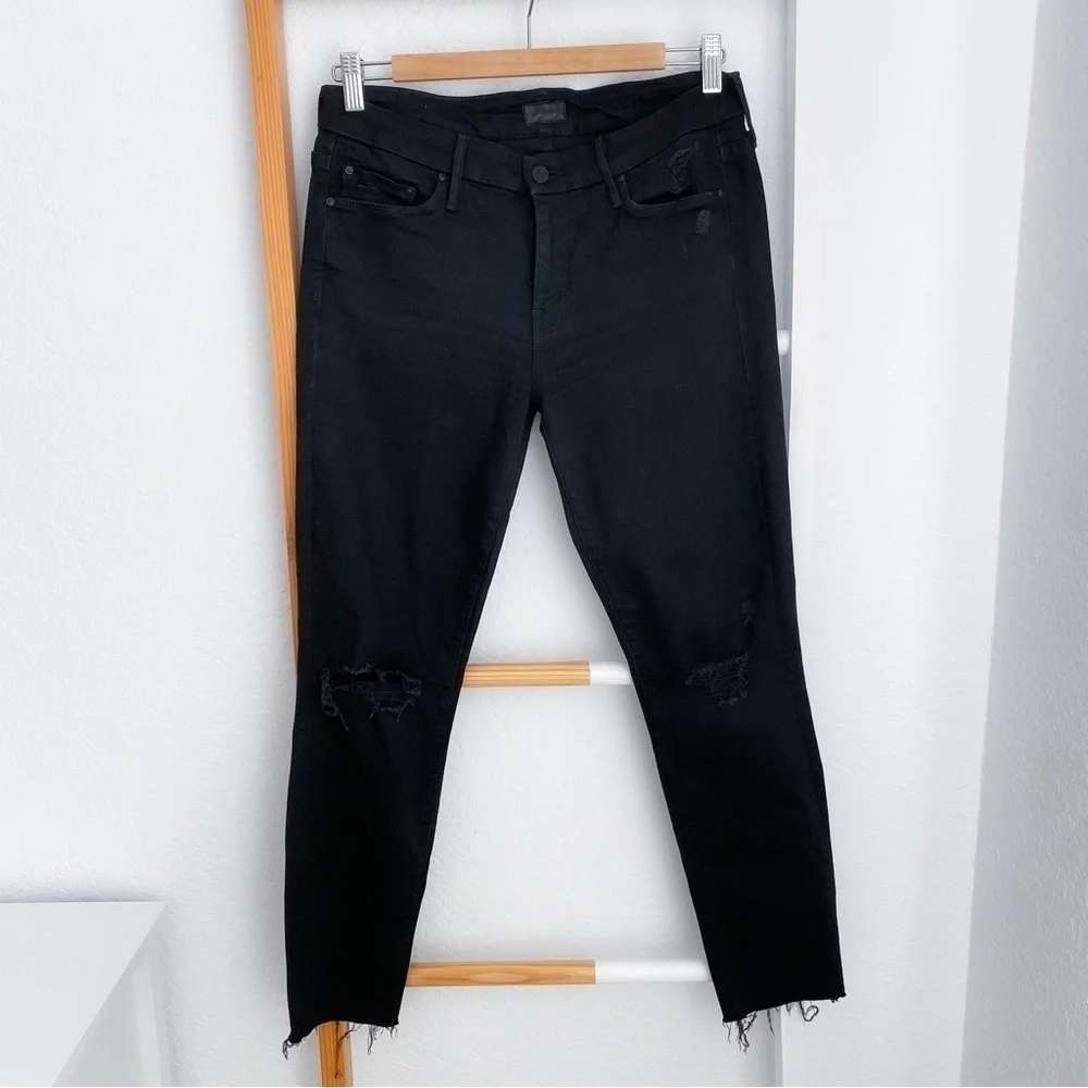 Mother Denim The Looker Ankle Fray Jeans  Guilty As Sin Distressed Ripped 29 - Picture 5 of 16